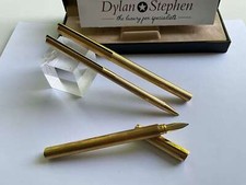 S.T. Dupont set of three gold plated pens 18K gold extra broad gold nib