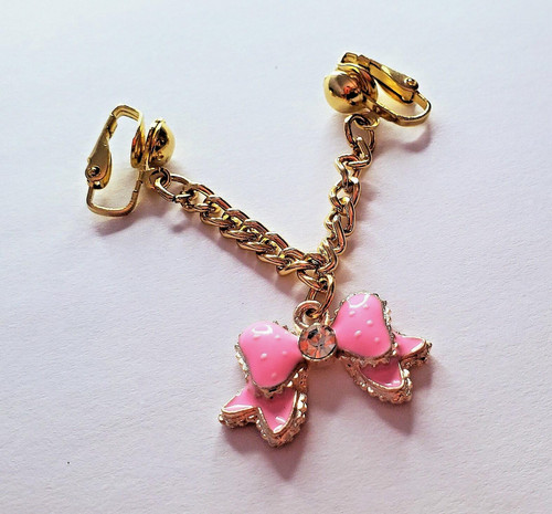 Pink bow non piercing clit - pink,