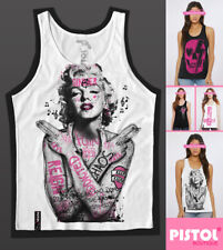 Pistol Boutique Women's White casual MARILYN MONROE TATTOOS Sleeveless Vest Top