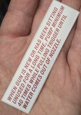 LARAMI SUPER SOAKER 50 REPLACEMENT OPERATION INSTRUCTION STICKER LABEL ONLY READ