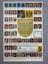 Vintage 1969 National Savings poster - Sovereigns of Britain (Royalty, king)