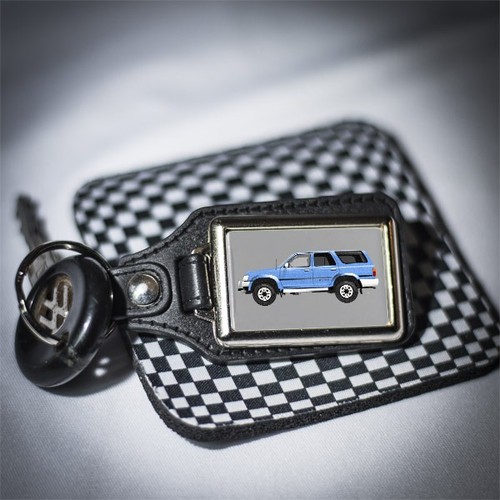 Leather look key ring - key, toyota