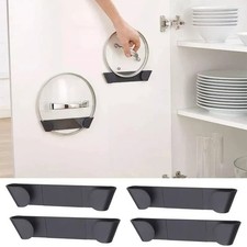 4x Saucepan Pot Pan Lid Organiser Holder Wall-Mounted Cupboard Cabinet Door
