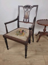 Edwardian Armchair Bedroom Inlaid Motif Carved Floral Postage Available