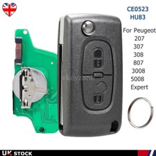 For Peugeot 207 307 308 807 3008 5008 Expert 2 Button Flip Remote Key Fob  Chip