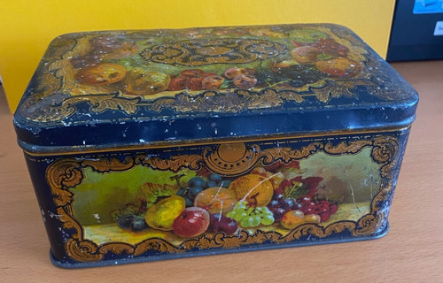 Vintage tin metal biscuit - vintage,