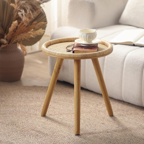 Rattan round side table - round,