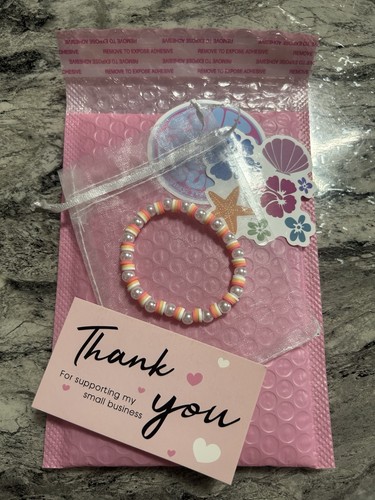 Pink peach clay - peach, bracelet