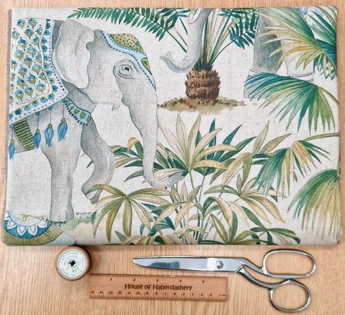 Fabric remnant indian - fabric, elephant