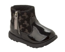 GIRLS BLACK PATENT UNICORN CASUAL CHELSEA ANKLE WINTER BOOTS SHOES UK SIZE 5-10