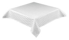 Tablecloth and Table Runner with Self Coloured Jacquard Chevron Design. Non-iron