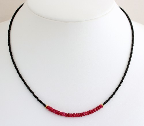 Black spinel necklace with - black,