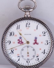 Antique Zenith CHRONOMETER Silver Niello Pocket Watch-Imperial Tsar Era Award