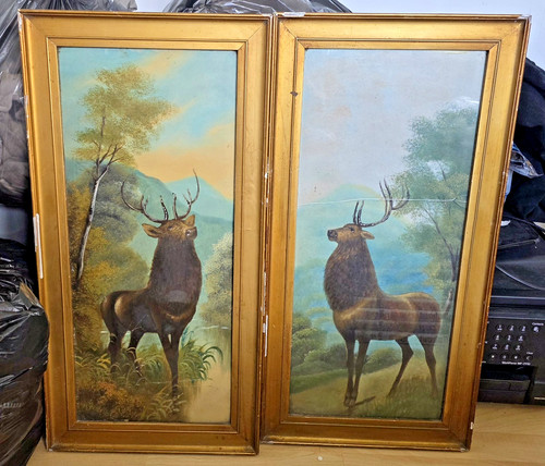 Pair antique framed - antique, oil