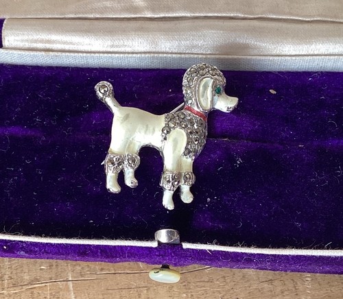 Vintage poodle dog enamel - vintage,