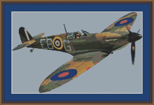 Spitfire plane cross stitch - spitfire,