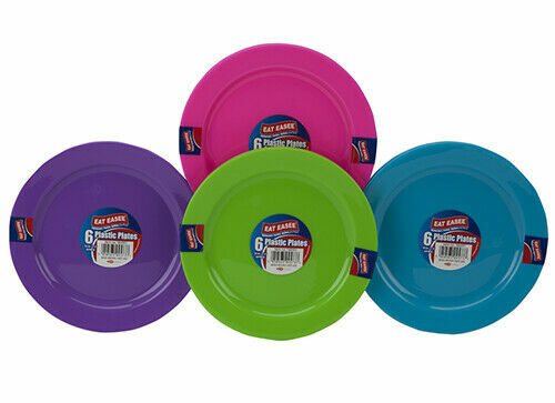 6 plastic plates - or,
