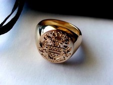 18ct heavy weight signet 15x17 Oxford Oval 18 to 21 grams with your family crest
