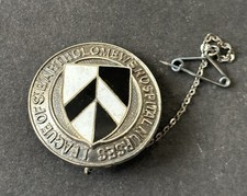 Vintage 1958  HM Silver Enamel St Bartholomews  Hospital Nurses League Badge