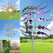Magical Metal Windmill Wind Spinners Sculpture Catcher Outdoor Garden Steady