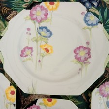 Vintage Art Deco Paragon Poppy / Floral Cake Plate And Side Plates