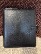 A5 Black Leather Finsbury Filofax Incl. Index Cards Vintage