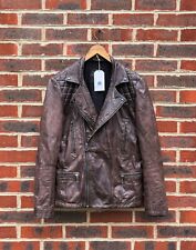 AllSaints Mens Quilted DROUGHT Leather Biker Jacket MEDIUM Moto All Saints