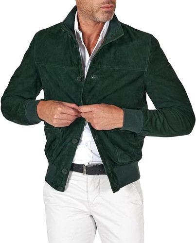 Stylish green suede - stylish, bomber