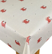 Rockpool Crab Stripe Cotton PVC WIPE CLEAN Tablecloth Oilcloth