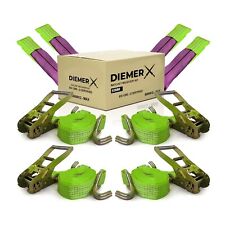 Recovery Ratchet Tie Down Straps HI-VIZABILITY GREEN ! Car Van Trailer 5T 5000KG