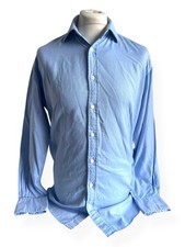 T.M. Lewin Men's Slim Fit Shirt | 16" Collar | Blue Fine Twill | Finest Two-Fold
