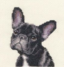 BLACK FRENCH BULLDOG dog pup Full cross stitch kit  all materials Fido 