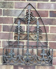 Vintage Wall Planter Rust Finish Wrought Iron - Architectural Garden Interest