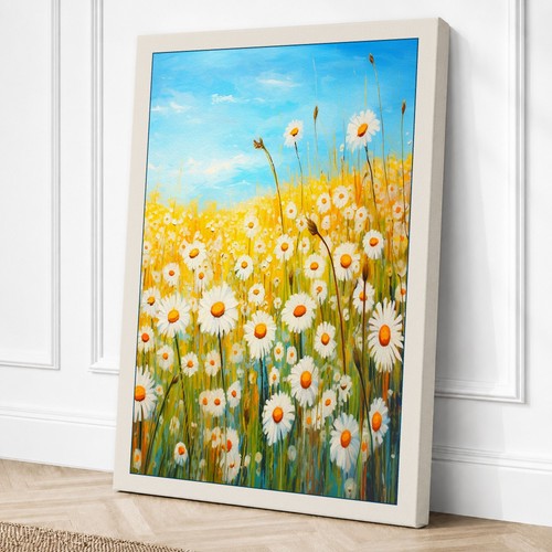 Sunlit daisy field botanical - daisy,