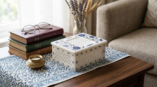 White marble jewelry box with - marble,