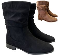 WOMENS LADIES ANKLE WINTER ZIP UP SCHOOL WORK SLOUGH FLAT SHOES BOOTS SIZE 3-8