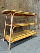 Large Vintage Style Cane Bamboo Console Table
