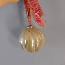 Vintage extra Large Kugel gold Sphere Crackle Mercury Glass Christmas Bauble