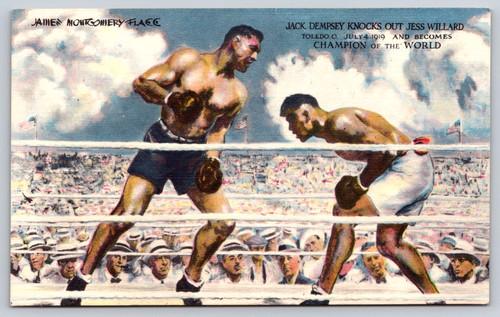 Postcard jack dempsey signed - postcard,