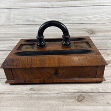 Antique wooden desk tidy ink