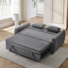 Large Double Sofa Bed Chair Linen Fabric Armchair Sleeper Sofa Recliner Pull Out