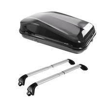 Telescopic Aero Lockable Roof Bars & Roof Box 420L for Renault Scenic 2009-2016