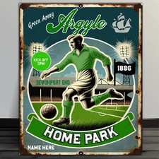 PERSONALISED PLYMOUTH ARGYLE FOOTBALL FANS NOSTALGIA VINTAGE METAL SIGN RNV31