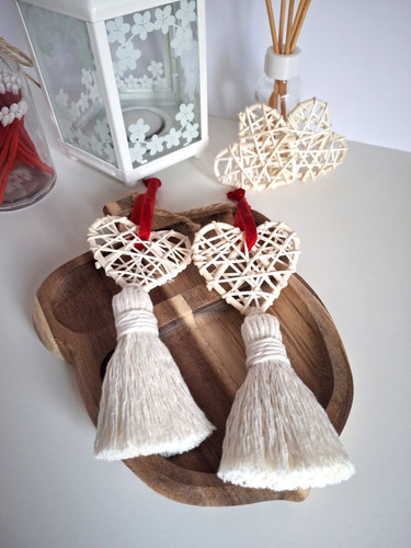 Heart pendant rustic - rustic, wicker