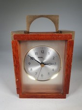 Vintage Avia  Brass and Wood mantel clock Junghans Quartz Movement