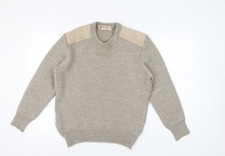 Glenhusky Men’s Beige Chunky-Knit Pullover Sweater L