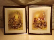 Pair Andres Orpinas House and Water Pump & Forest Scene cottage prints