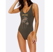 Banana Moon Womens Embroidered Tropical Borage Cabana One Piece Swimsuit Size 40