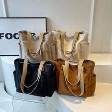 Multiple Pockets Shoulder Bag Large Capacity Tote Bag Fashion Canvas Bag  Women