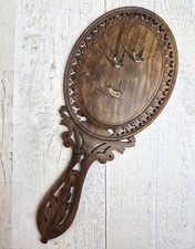 Antique Sorrento Ware Hand Mirror with Swallow decoration